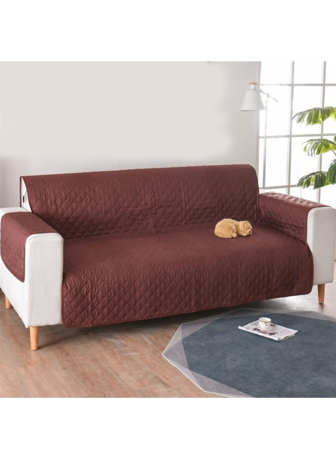 1/2/3 Seater Sofa Cover Quilted Anti-wear Anti-Slip Couch Recliner Furniture Protector (Color : Coffee, Size : 3 Seater) - Image 1